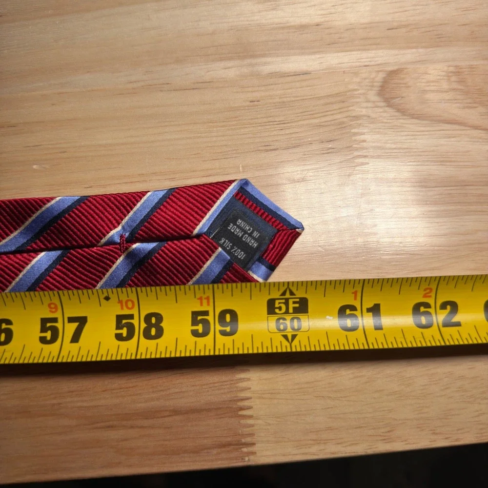 Jos A Bank Necktie Mens OS Red Blue Repp Striped Silk Executive Collection